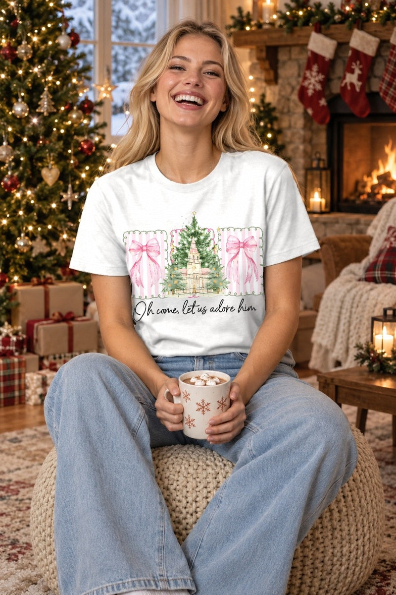 Christlicher Weihnachtspullover „Oh Come, Let Us Adore Him“
