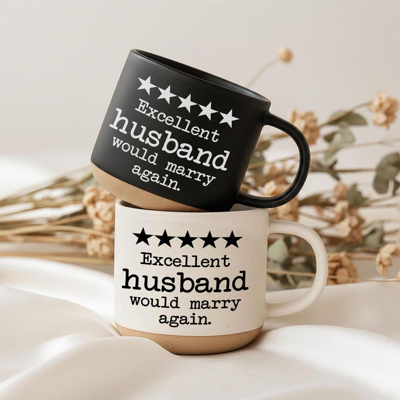 Lustige Ehemann-Tasse „Excellent Husband, Would Marry Again“ mit fünf Sternen
