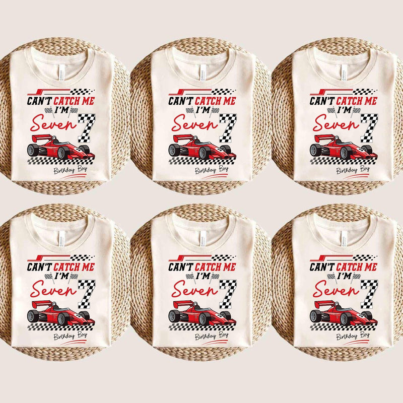 Geburtstagsshirt Kinder Rennwagen „Can't catch me I'm Seven“