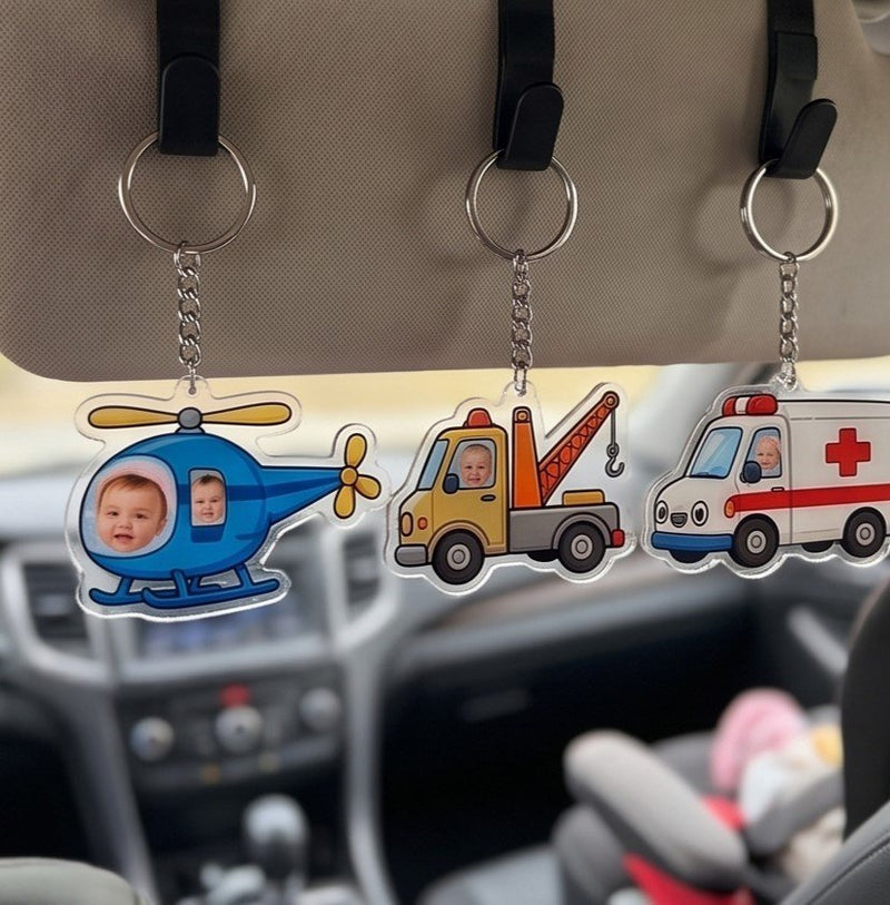 Foto-Schlüsselanhänger Fahrzeug mit Kinderfoto