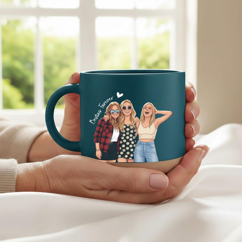 Personalisierte Tasse für beste Freundinnen im Aquarell-Stil nach Foto