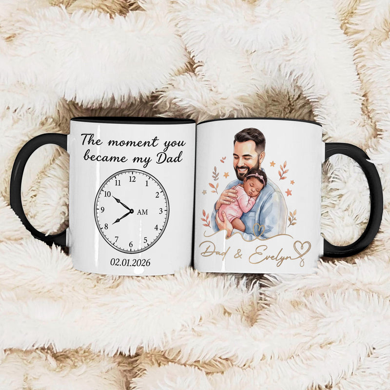 Papa-Tasse personalisiert „The Moment You Became My Dad“ mit Uhrzeit, Datum und …