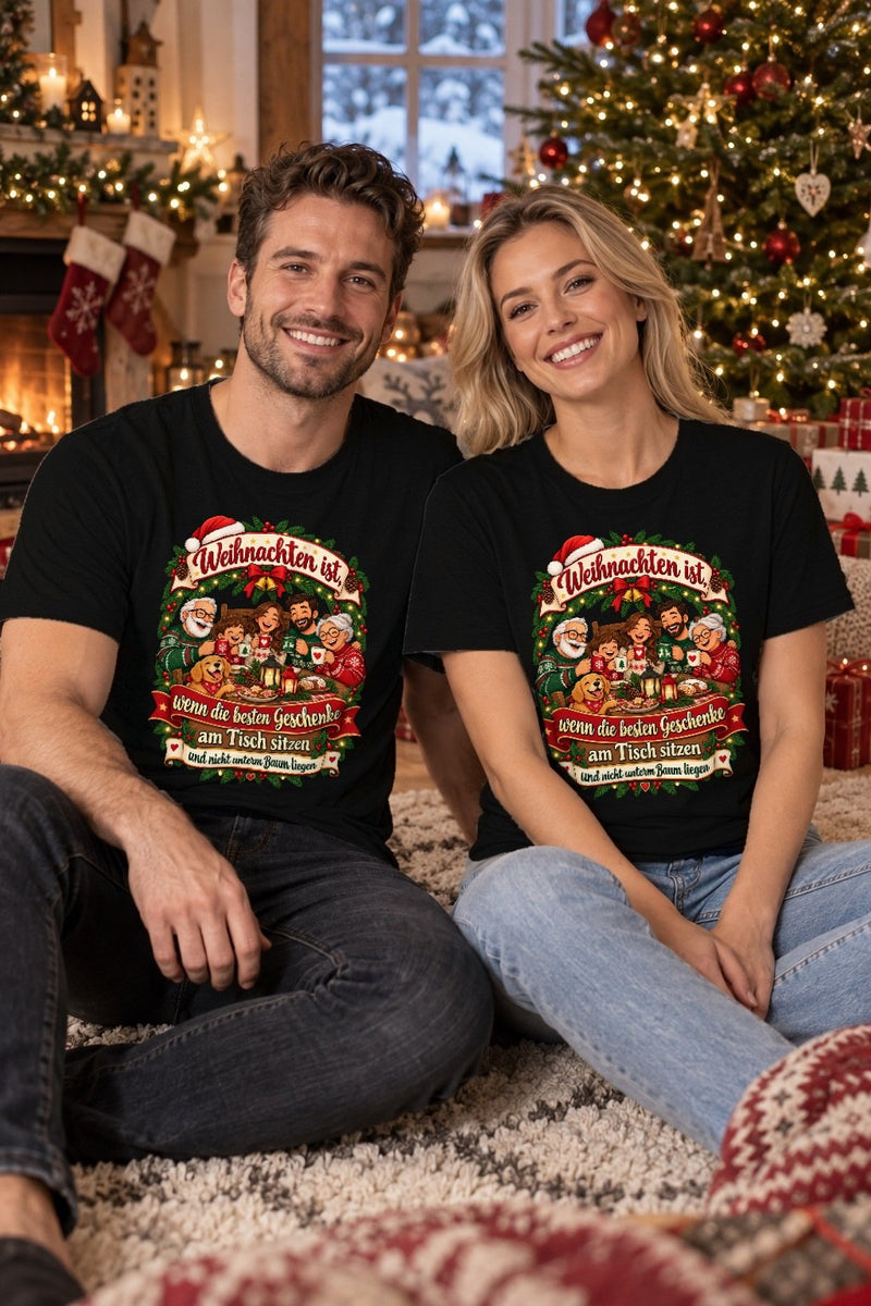 Weihnachtspullover „Weihnachten ist, wenn die besten Geschenke am Tisch sitzen“
