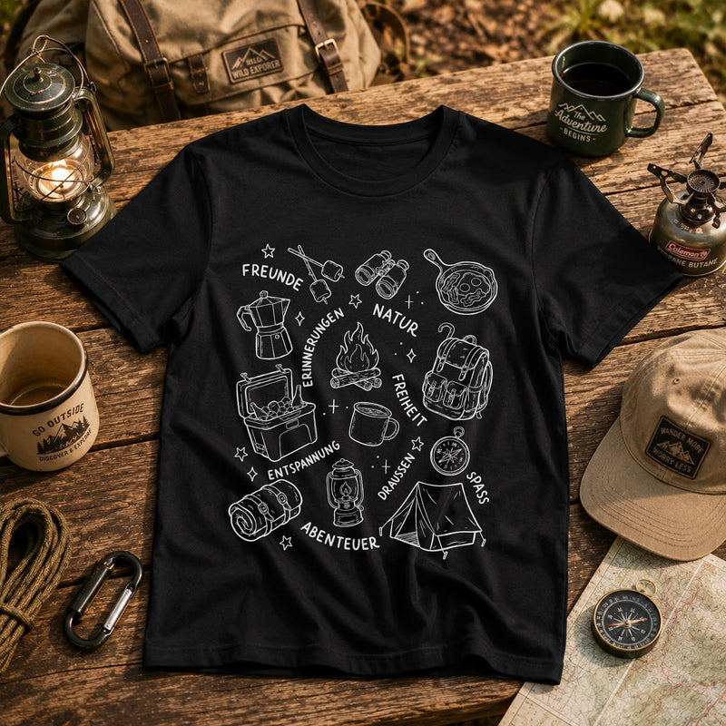 Camping T-Shirt mit Lagerfeuer
