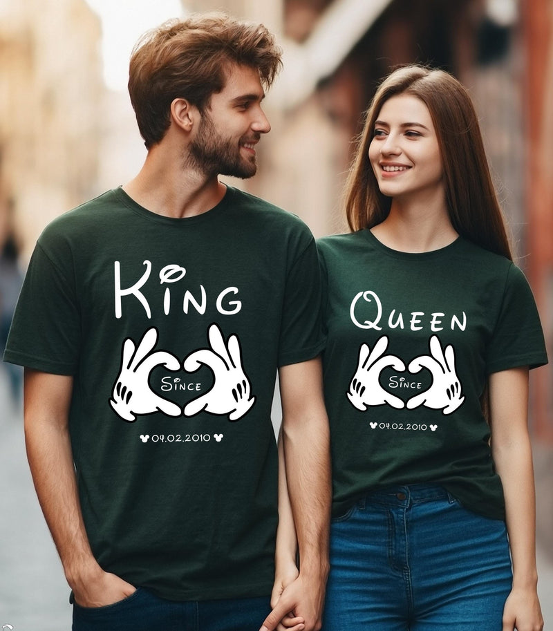 Partnerlook Shirts King und Queen mit Datum