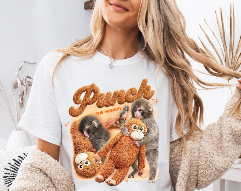 Affen-Shirt „Punch the Monkey“ mit Babyaffe und Plüsch-Orang-Utan