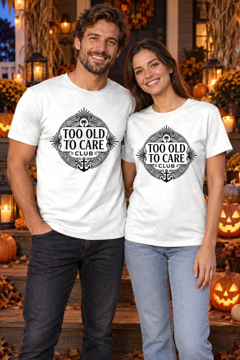Lustiges T-Shirt „Too Old to Care Club – My Give a Damn Is Broken“ mit …
