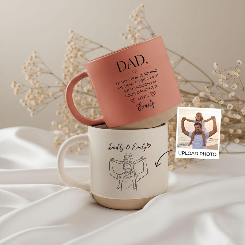 Matte Papa Tasse mit Foto als Linienzeichnung