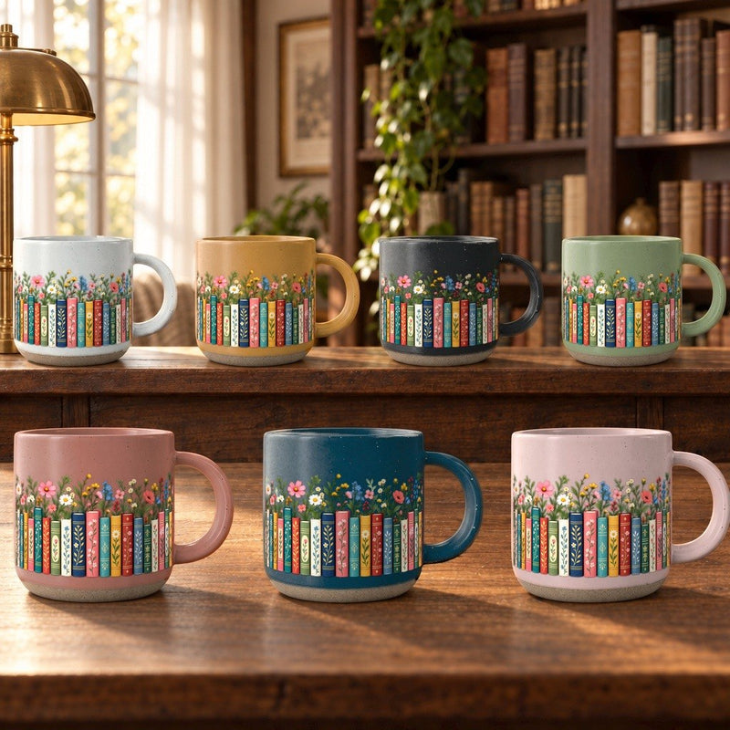 Büchertasse mit Blumen