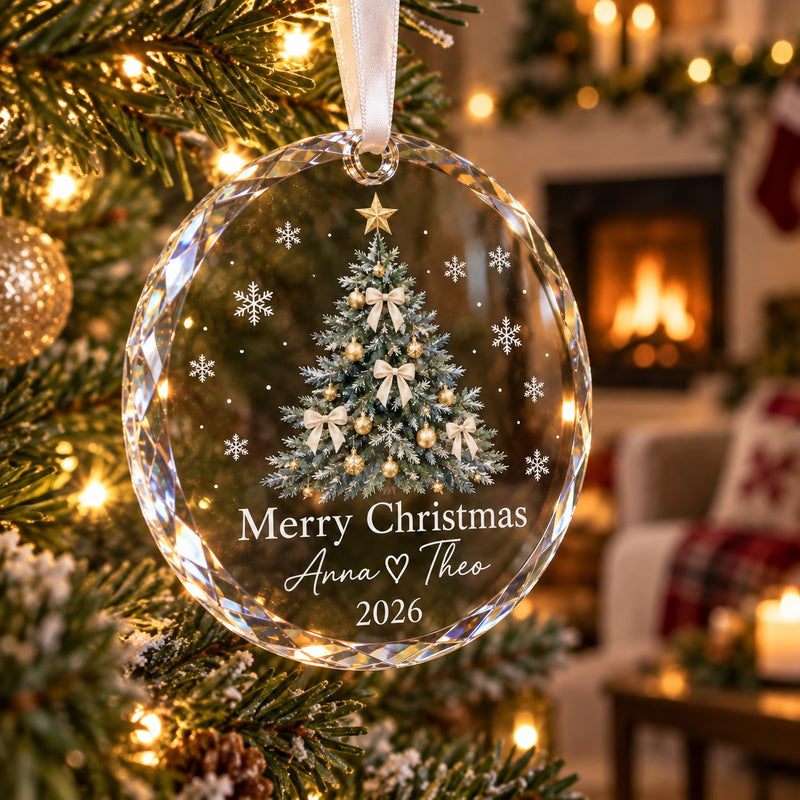 Weihnachtsanhänger mit Namen aus Glas