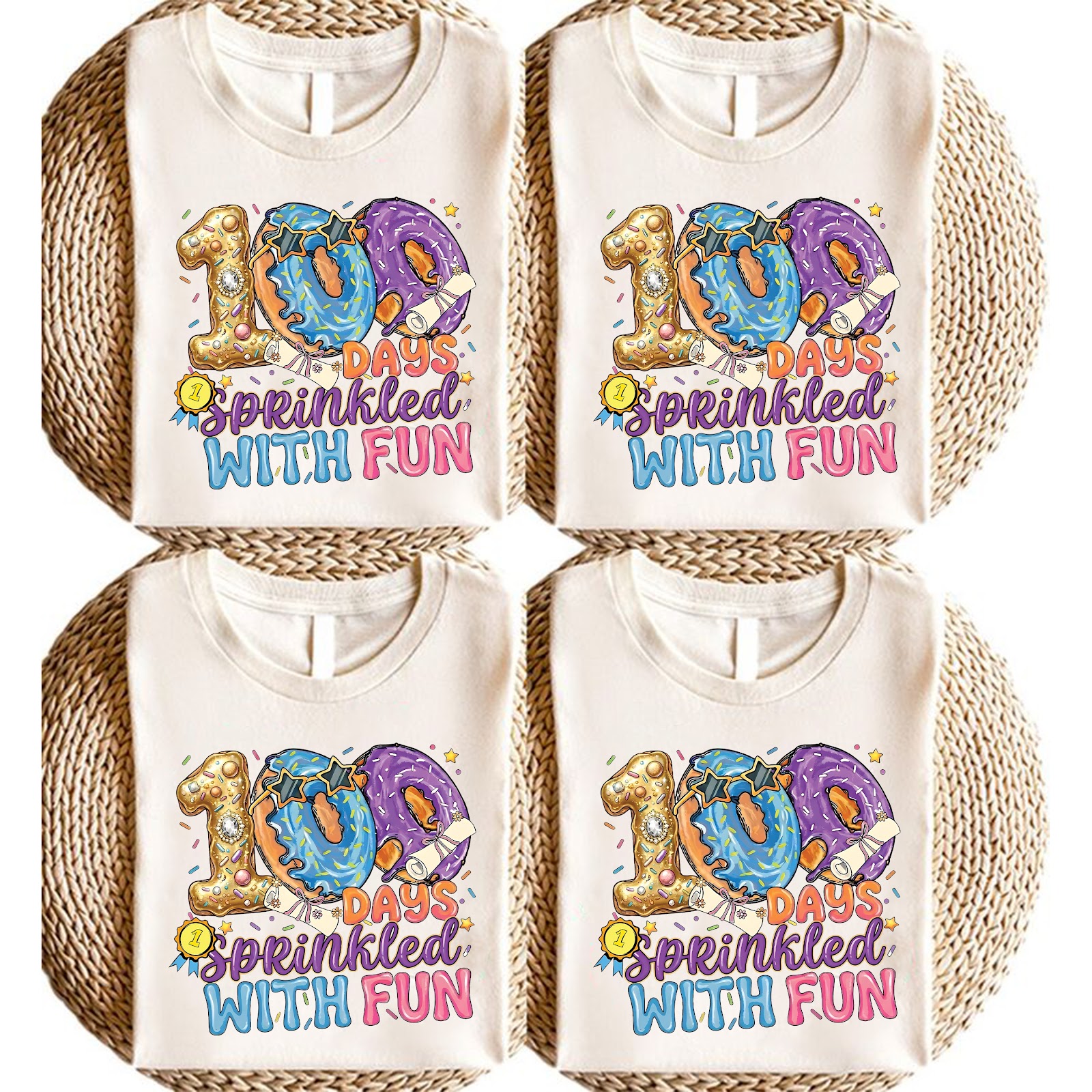 Schul T-Shirt „100 Days Sprinkled with Fun“ (Donuts)