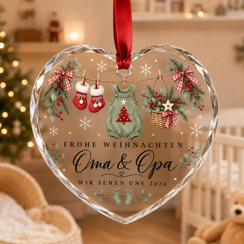 Weihnachtsanhänger personalisiert „Frohe Weihnachten Oma & Opa, wir sehen uns …“