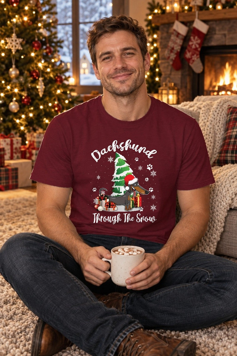 Dackel Weihnachtspullover „Dachshund Through the Snow“ – Dackel mit …