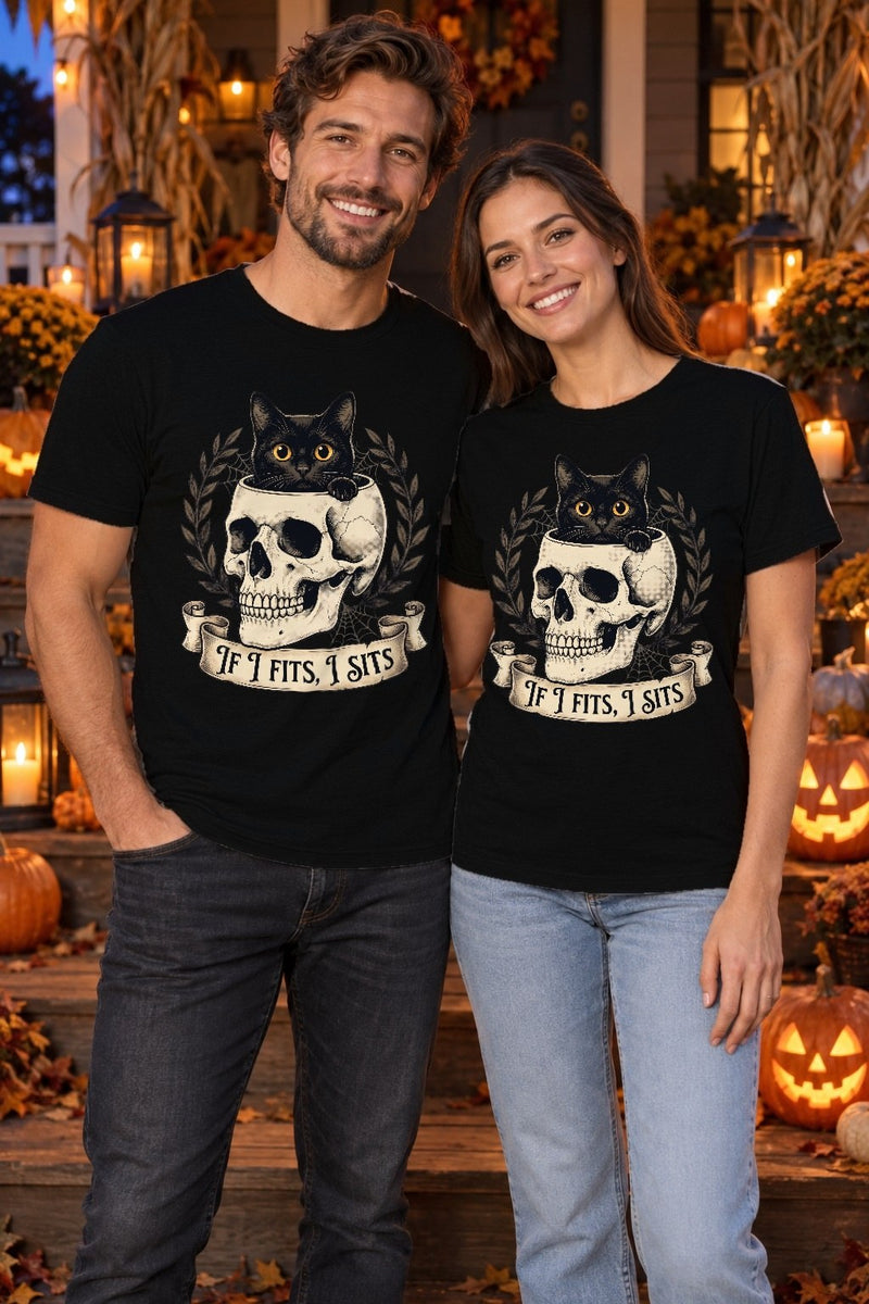 Gothic Katzen-Shirt „If I Fits, I Sits“