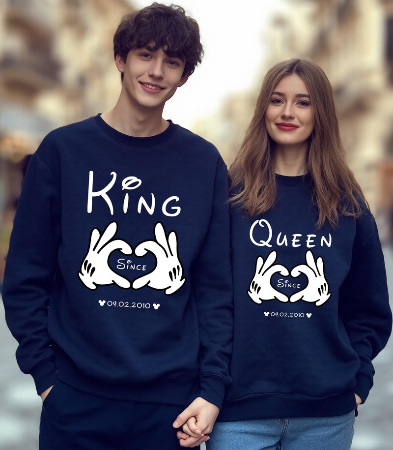 Partnerlook Shirts King und Queen mit Datum
