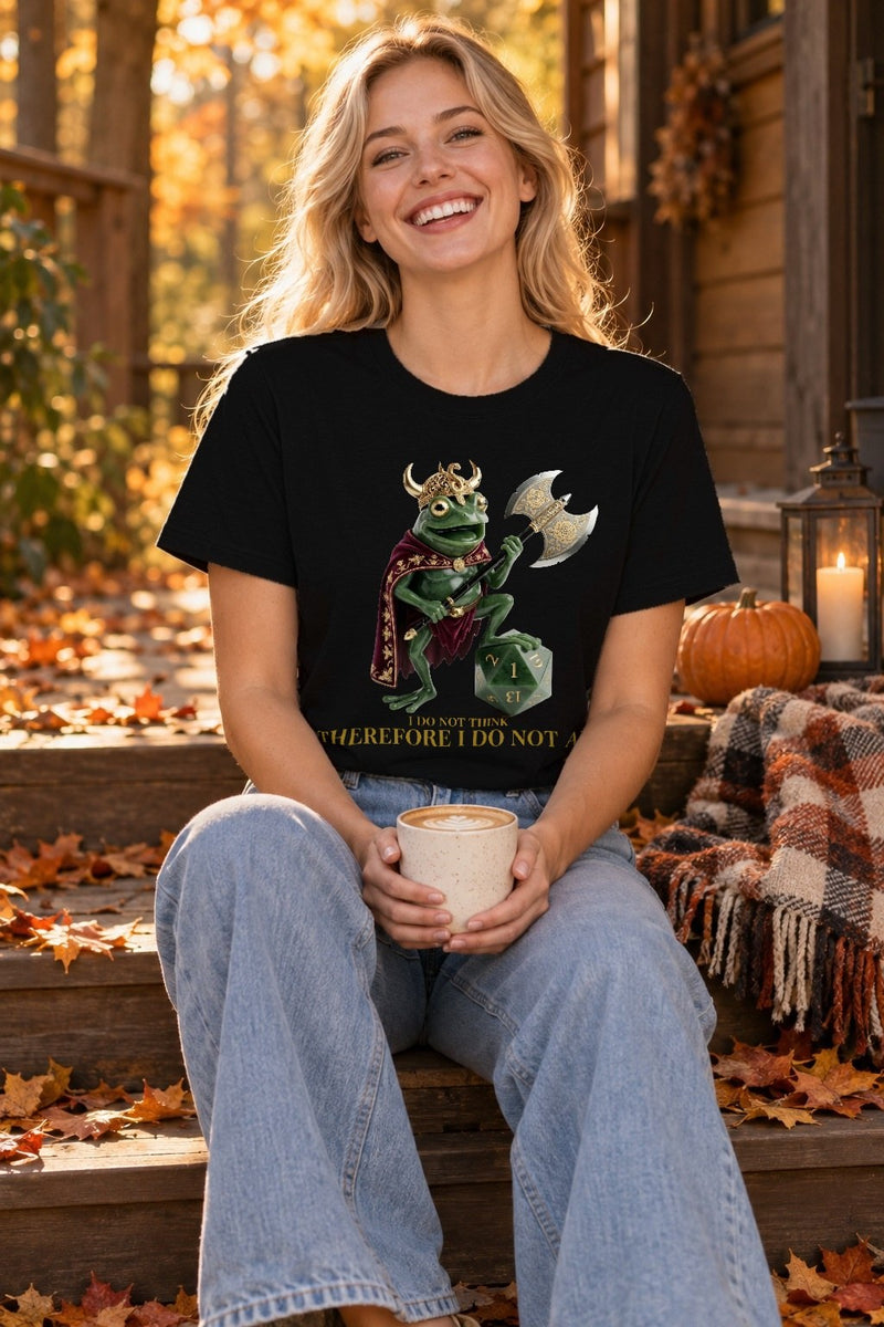 Lustiges Frosch T-Shirt Wikinger „I do not think therefore I do not am“
