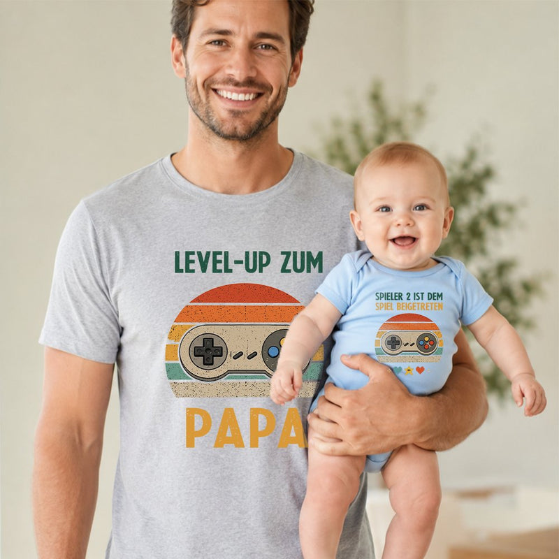Papa Gamer T-Shirt „Level-up zum Papa“