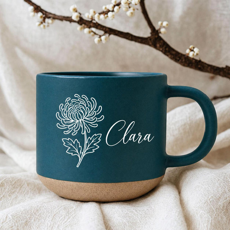 Geburtsblumen-Tasse personalisiert mit Namen