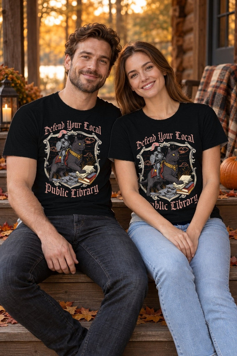 Bücherei-Shirt mit Katzenritter