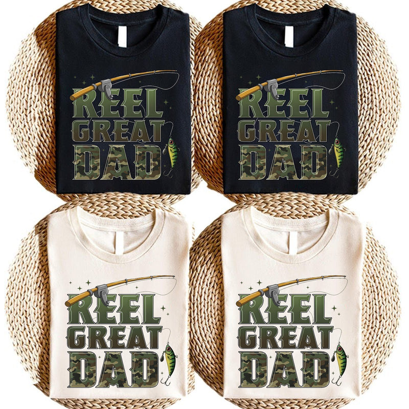 Angler-Papa-Shirt „Reel Great Dad“ in Tarnmuster