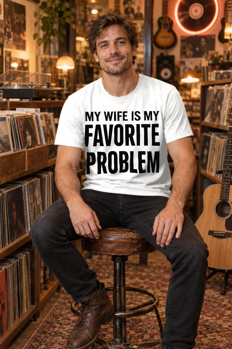 Lustiges Ehemann T-Shirt „My Wife Is My Favorite Problem“