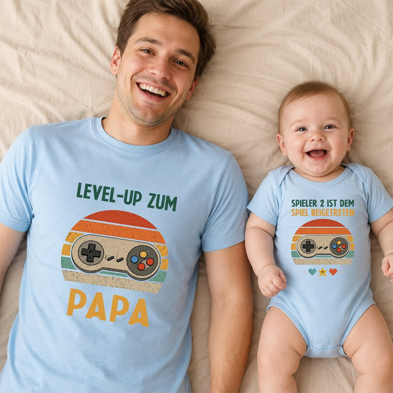 Papa Gamer T-Shirt „Level-up zum Papa“