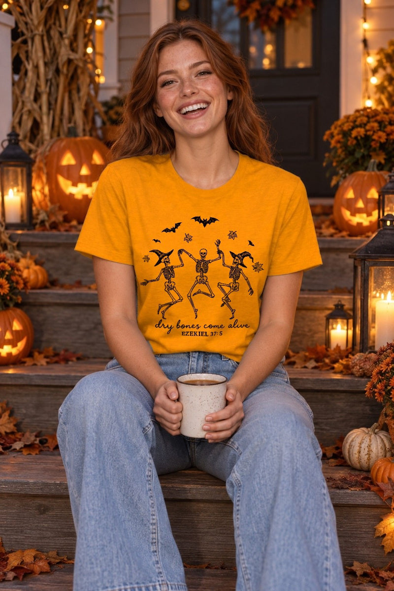 Christlicher Halloween Pullover „Dry Bones Come Alive – Ezekiel 37:5“