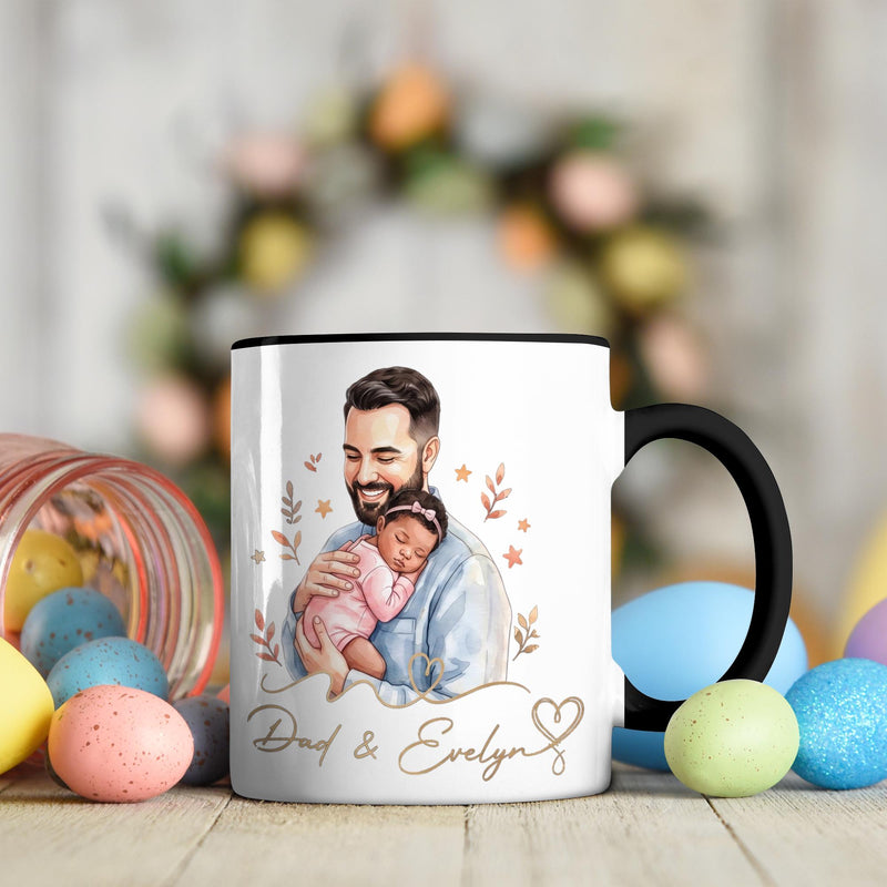 Papa-Tasse personalisiert „The Moment You Became My Dad“ mit Uhrzeit, Datum und …