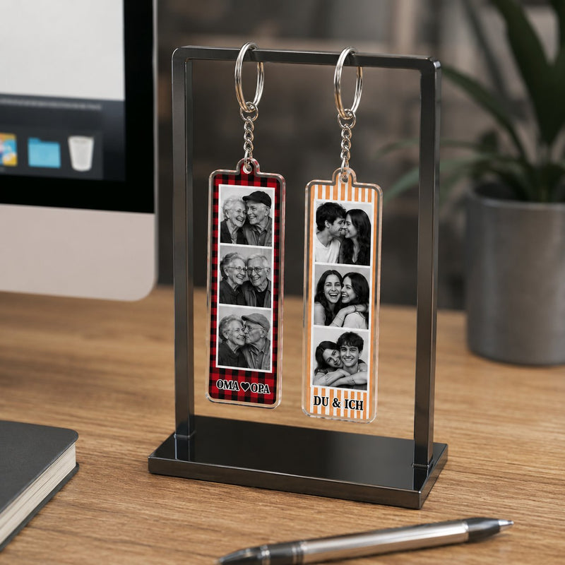 Fotostreifen Schlüsselanhänger personalisiert mit 3 Fotos und Text