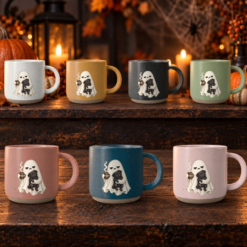 Halloween-Tasse Gespenst mit Mops