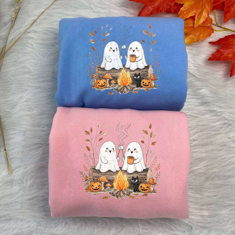 Herbst Pullover mit Geistern am Lagerfeuer