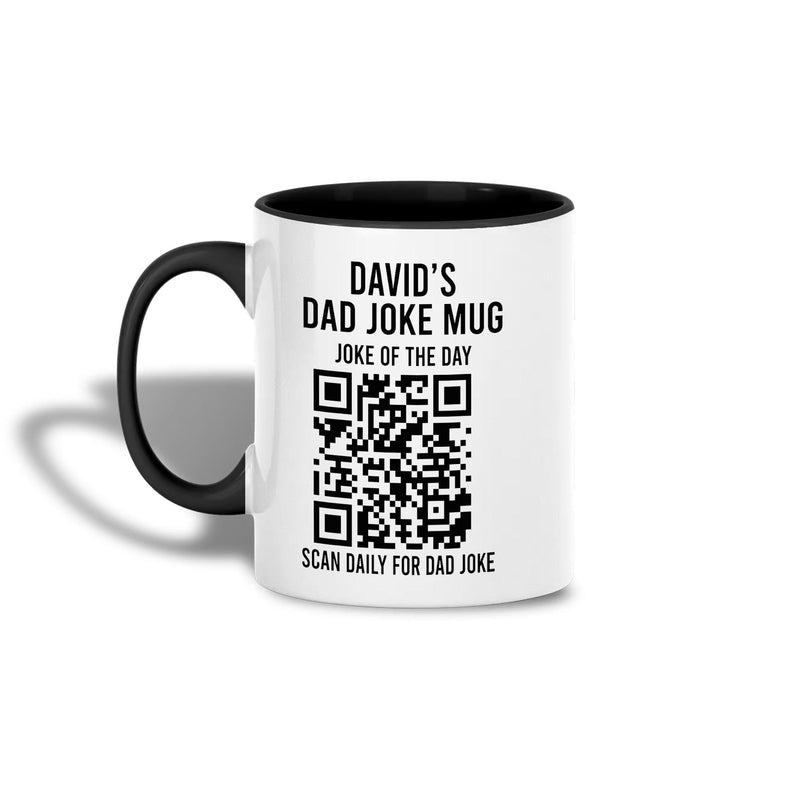 Personalisierte Dad Joke Tasse mit Namen und QR-Code „Scan Daily for Dad Joke“