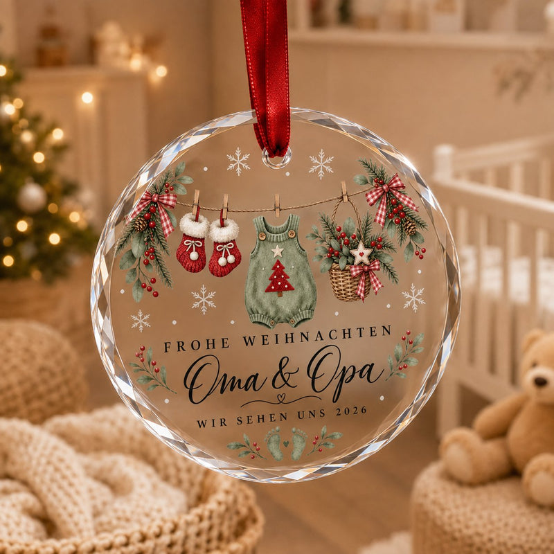 Weihnachtsanhänger personalisiert „Frohe Weihnachten Oma & Opa, wir sehen uns …“