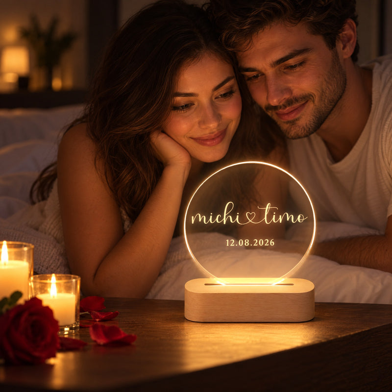 Lampe für Paare mit Namen und Datum