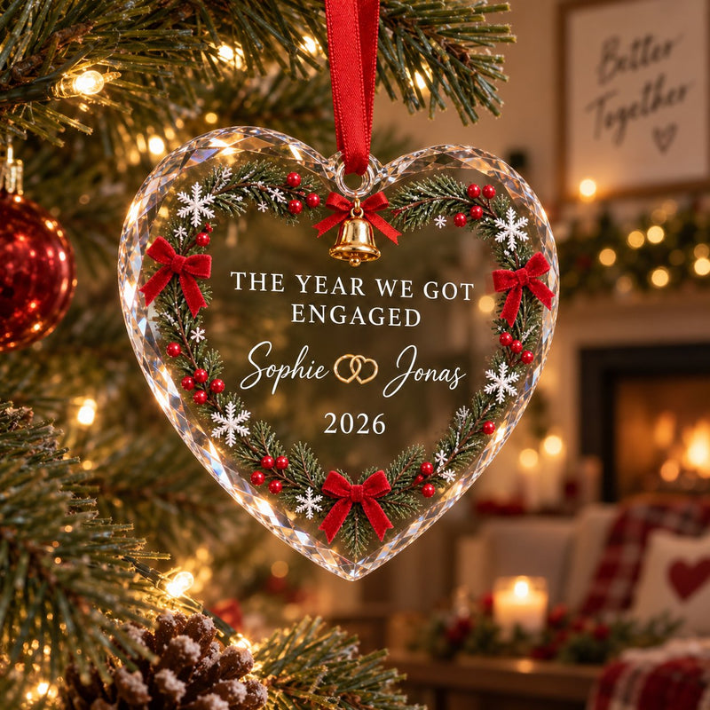Weihnachtsanhänger zur Verlobung aus Glas