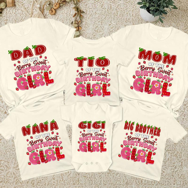 Erdbeer-Geburtstagsshirt „Berry Sweet Birthday Girl“ für die Familie