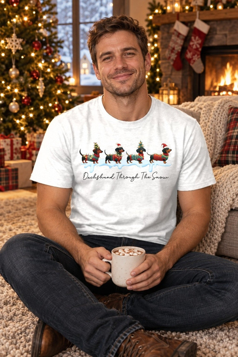 Dackel Weihnachtspullover vier Dackel im Strickpulli „Dachshund Through the …“