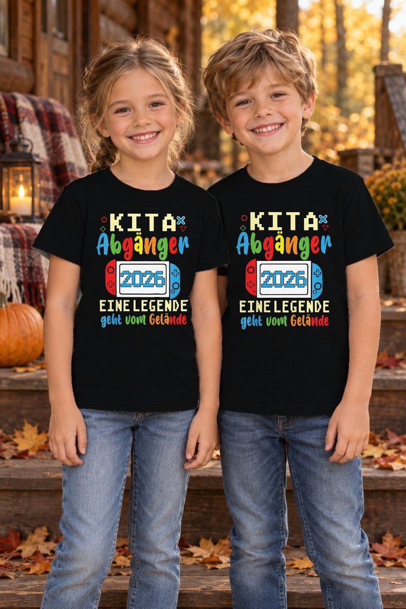 Kita-Abgänger-Shirt 2026 im Gaming-Look mit Spielkonsole
