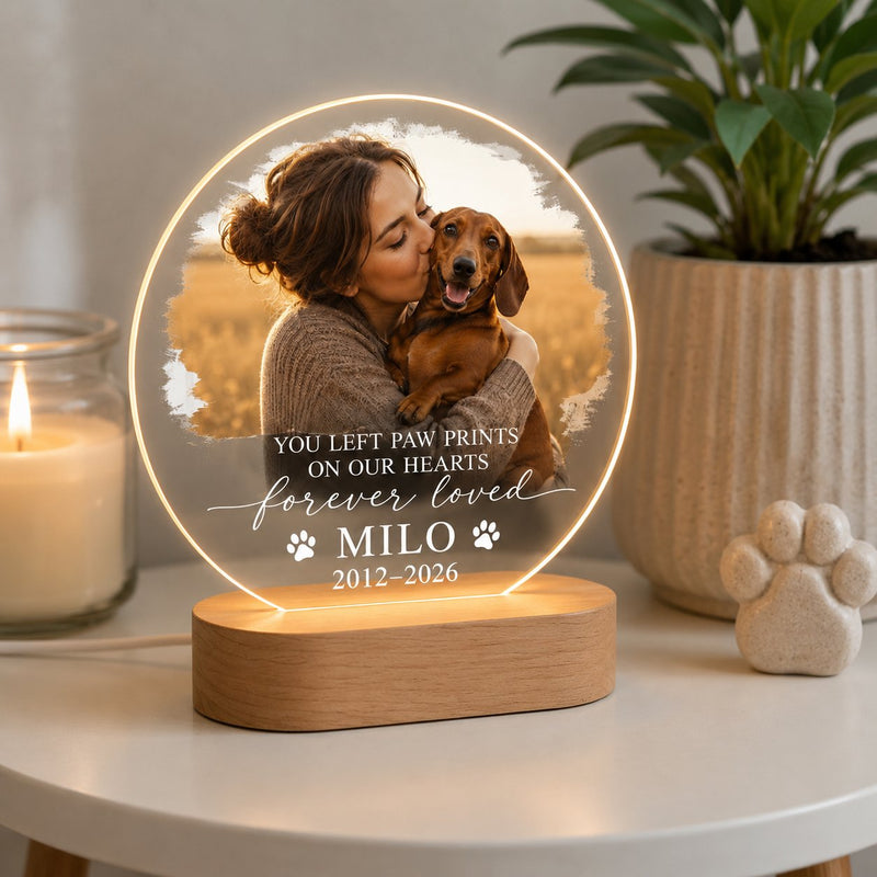 Personalisiertes Gedenklicht mit Foto und Namen deines Hundes