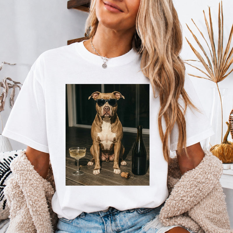 Hunde T-Shirt Pitbull mit Sonnenbrille