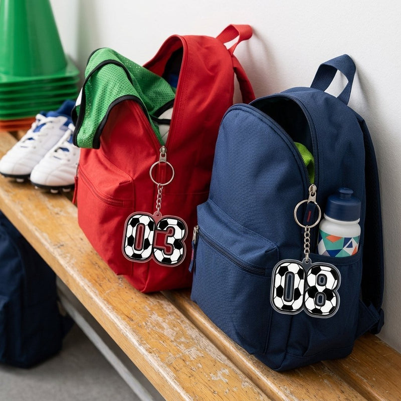 Fußball-Schlüsselanhänger mit Trikotnummer personalisiert