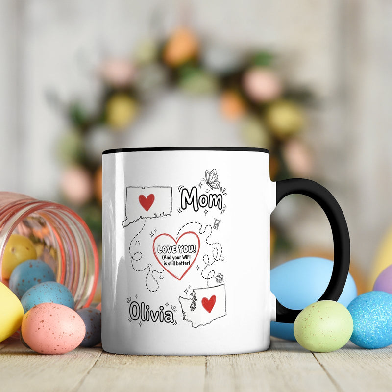 Fernbeziehung Tasse „Never too far to have coffee together“