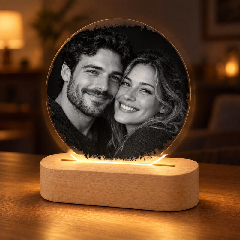 Verlobungsgeschenk Fotolampe mit Namen und Datum