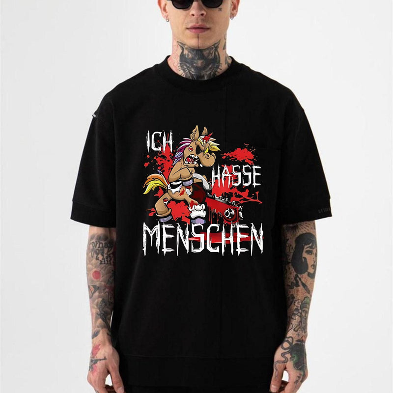 Böses Einhorn T-Shirt „Ich hasse Menschen“
