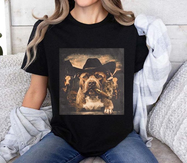 Hunde T-Shirt Bulldogge Cowboy