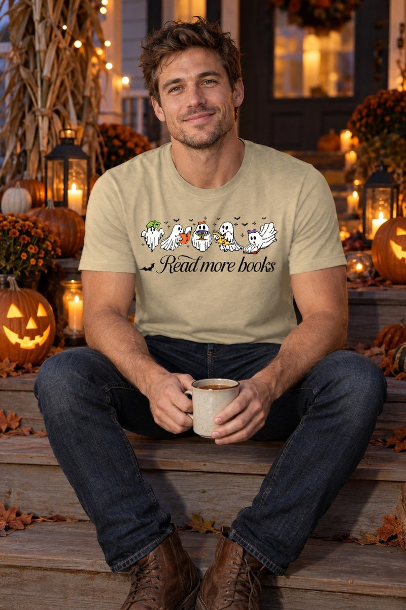Bücher-Pullover „Read more books“ mit lesenden Geistern