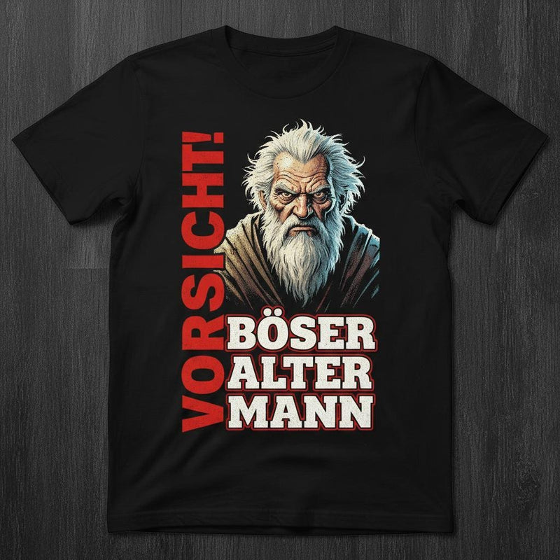 Lustiges Opa T-Shirt „Vorsicht! Böser alter Mann“
