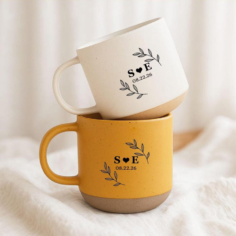 Personalisierte Paar-Tasse mit Initialen und Datum