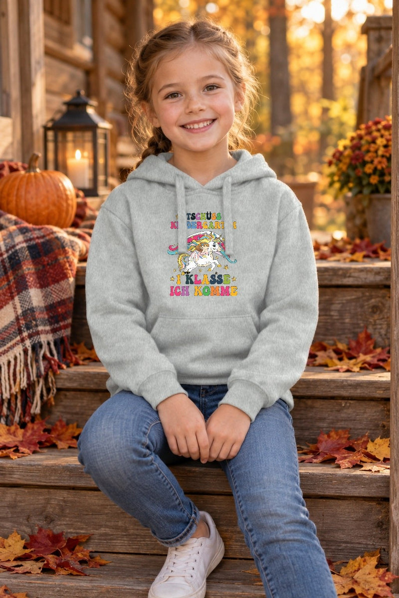 Einschulung Shirt Einhorn „Tschüss Kindergarten – 1. Klasse ich komme“