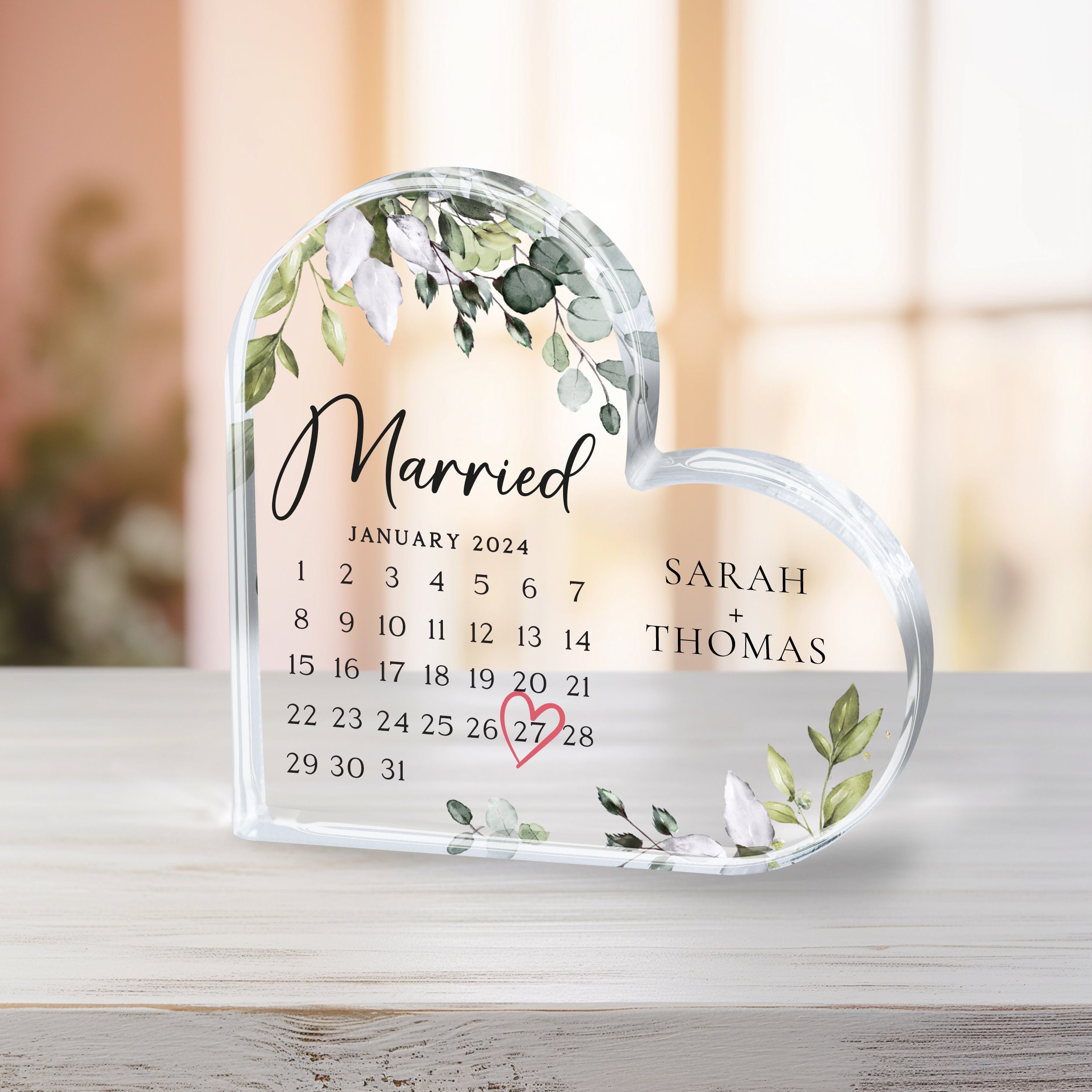 Hochzeits-Plakette »Married« (Acryl)
